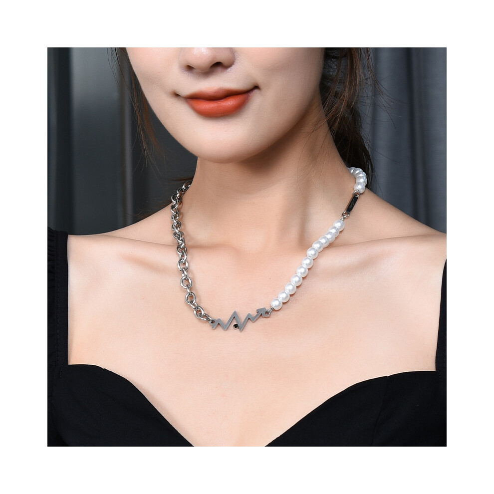Eyecatching Titanium Steel Heart Necklace With Pearl Inlay For Women Fall Fashion