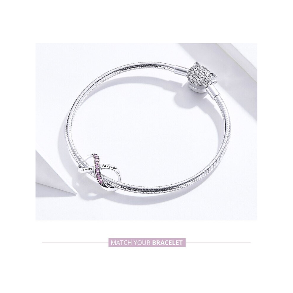 Family Forever Infinity Slide Charm With Cubic Zirconia Genuine 925 Sterling Silver Compatible With Pandora Bracelets - Image 3