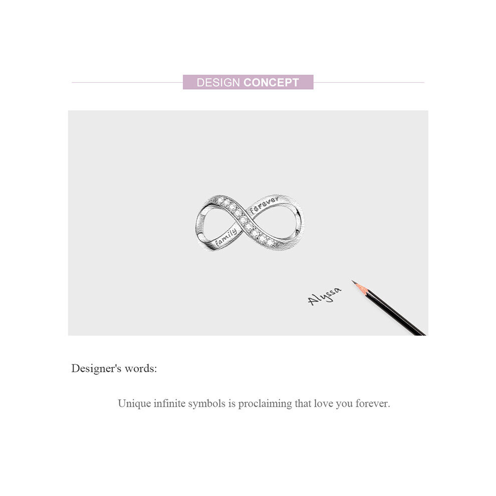 Family Forever Infinity Slide Charm With Cubic Zirconia Genuine 925 Sterling Silver Compatible With Pandora Bracelets - Image 4