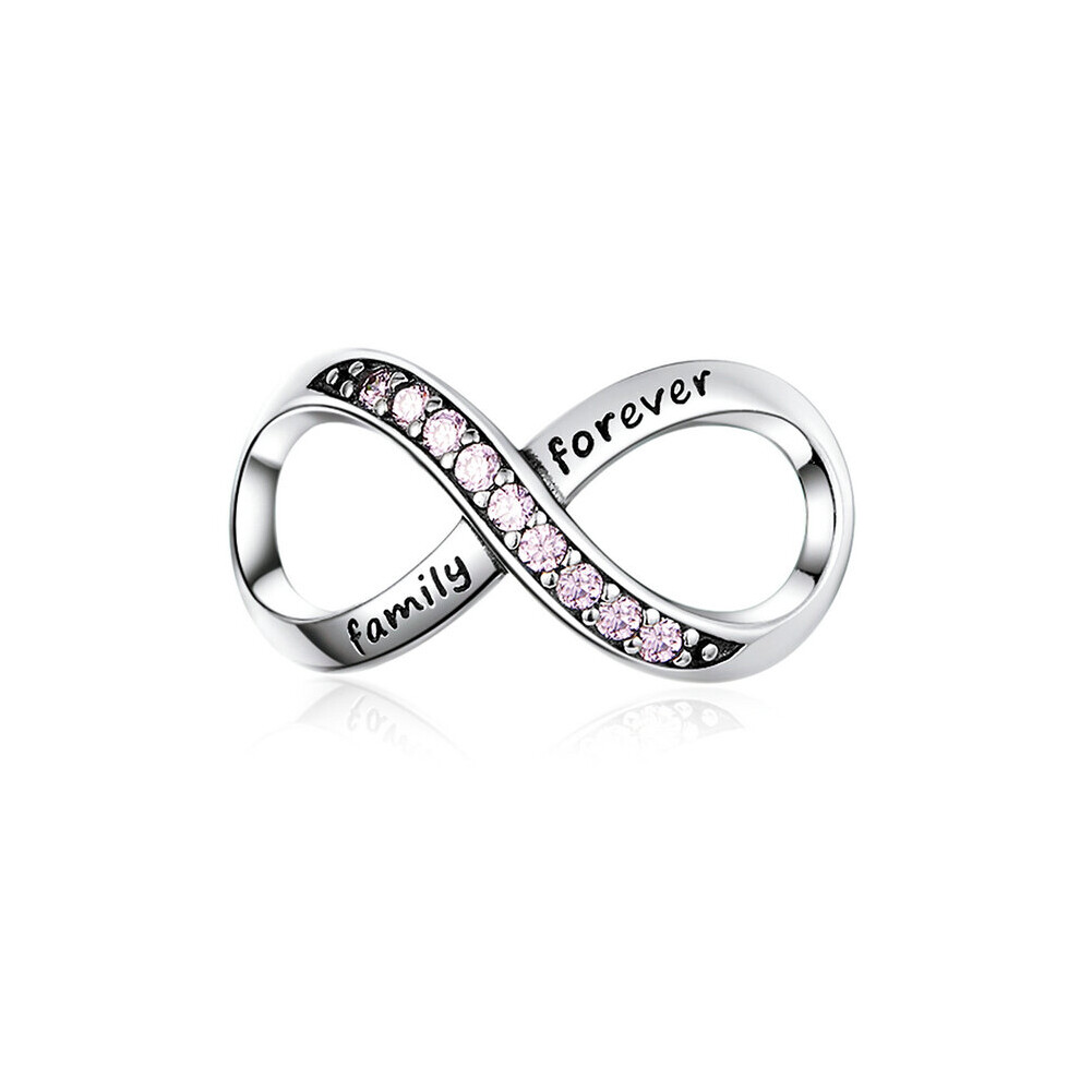 Family Forever Infinity Slide Charm With Cubic Zirconia Genuine 925 Sterling Silver Compatible With Pandora Bracelets