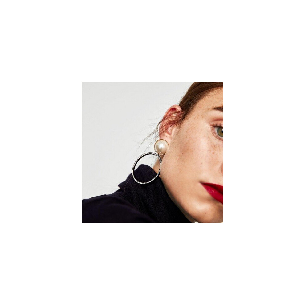 Fashion Elegant Simulated Pearl Earrings Vintage Round Crystal Dangle Drop Statement Earrings For Women Bijoux