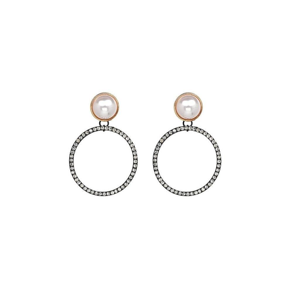 Fashion Elegant Simulated Pearl Earrings Vintage Round Crystal Dangle Drop Statement Earrings For Women Bijoux - Image 3