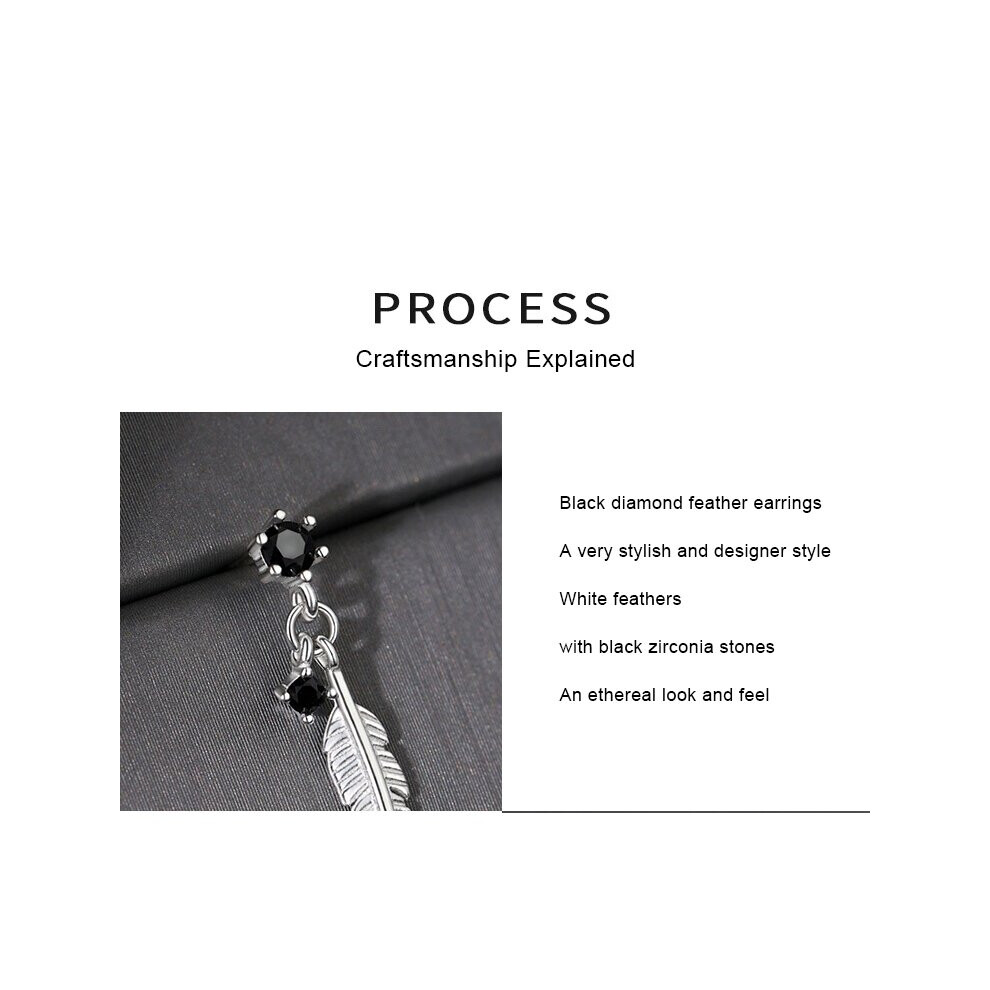 Feather earrings in S925 silver for women - Image 3