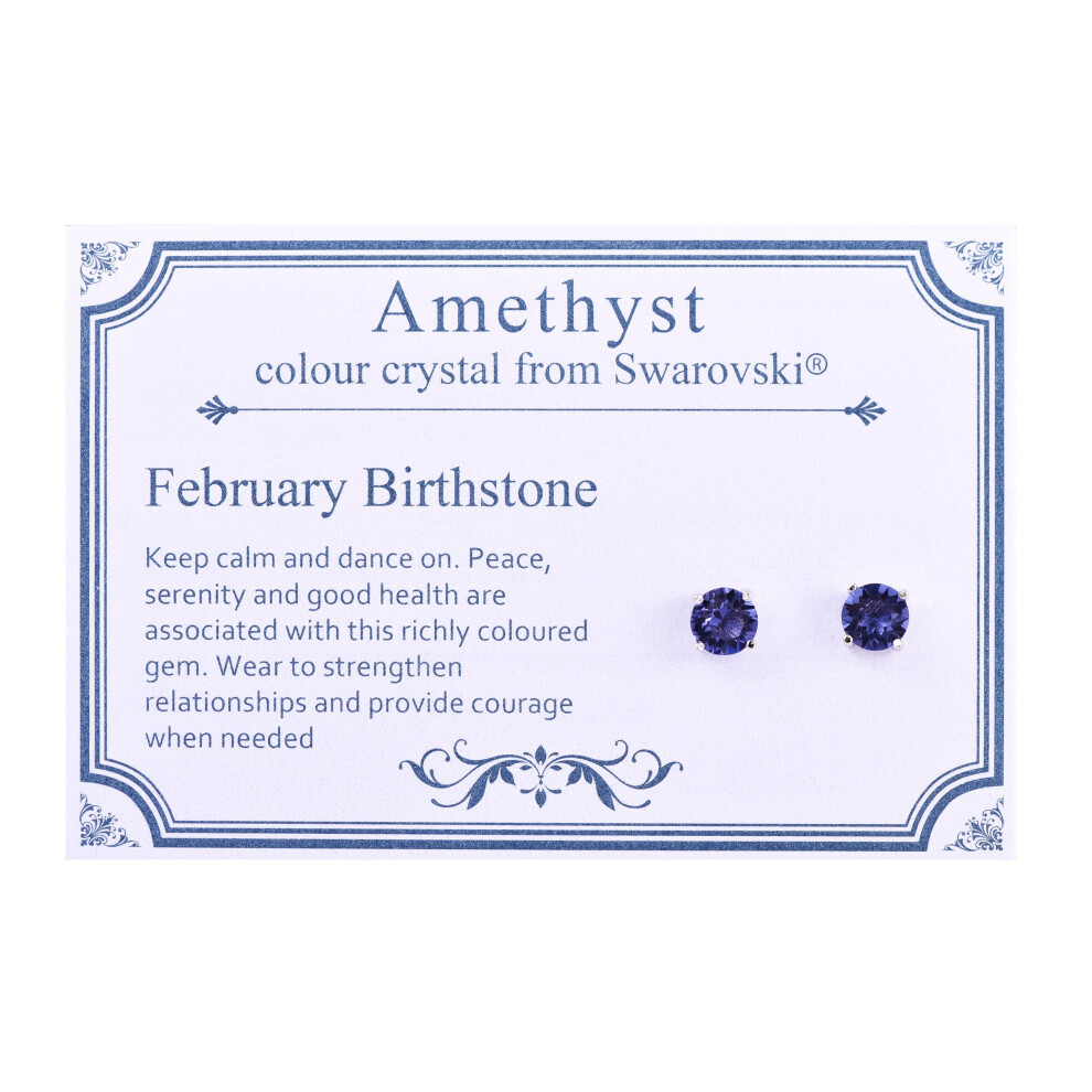 February (Amethyst) Birthstone Earrings Created with Swarovski Crystals - Image 2