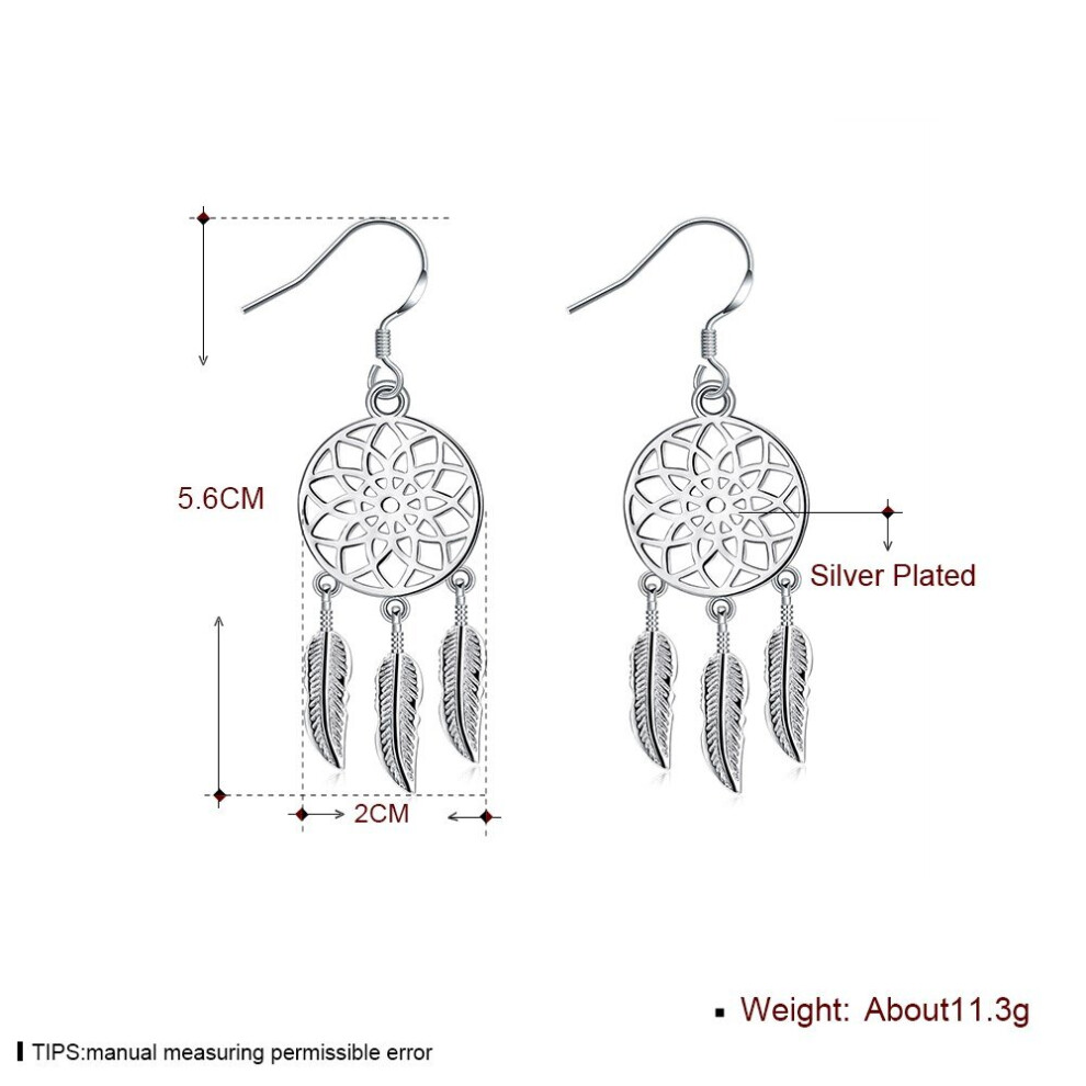 Fine 925 Sterling Silver fine Dream catcher feathers earrings for woman party wedding Jewelry - Image 6