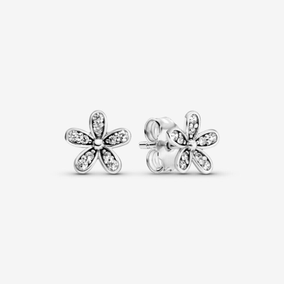 (Flower PavÃ© Heart Hoop Earrings) (Sparkling Pandora Logo Stud Earrings Sterling silver 290559CZ) Genuine Pandora Sterling Silver S925 ALE PavÃ© Hoop Earrings With Pouch
