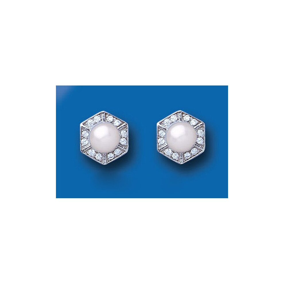 Freshwater Cultured Pearl Earrings Solid Sterling Silver Stud Studs 925 Hallmark - Image 2