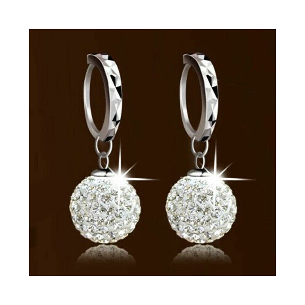 Genuine Women Girls 925 Sterling Silver Stud Earrings Crystal Drop Earrings UK