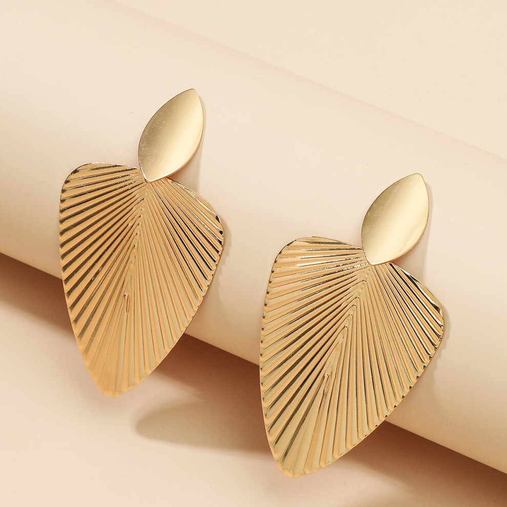 Geometric metal earrings ins Wind leaf earrings - Image 2