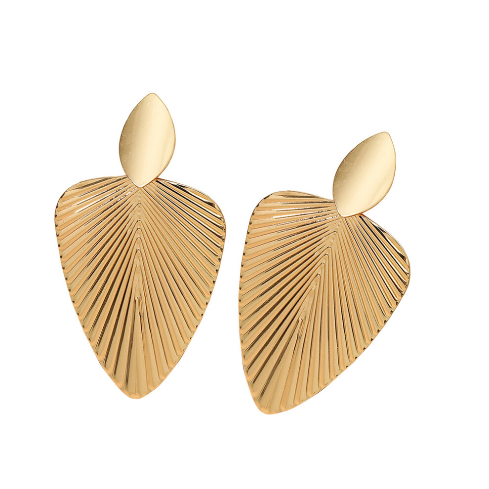 Geometric metal earrings ins Wind leaf earrings - Image 3