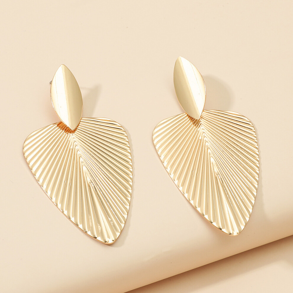 Geometric metal earrings ins Wind leaf earrings - Image 4