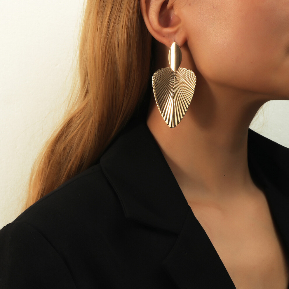 Geometric metal earrings ins Wind leaf earrings
