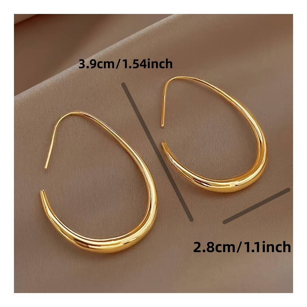 Glossy Minimalist Water Drop Design Hoop Earrings Copper 18K Gold Plated Jewelry Vintage Elegant Style For Women Daily Wear - Image 4