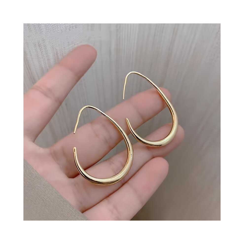 Glossy Minimalist Water Drop Design Hoop Earrings Copper 18K Gold Plated Jewelry Vintage Elegant Style For Women Daily Wear - Image 7