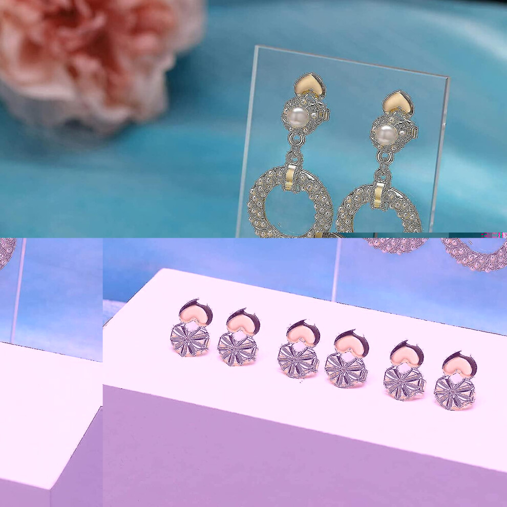 (Gold) 4 Pairs Earring Lifters, Hypoallergenic Heart Earring Backs For Droopy Ears Adjustable For Heavy Earring - Image 4