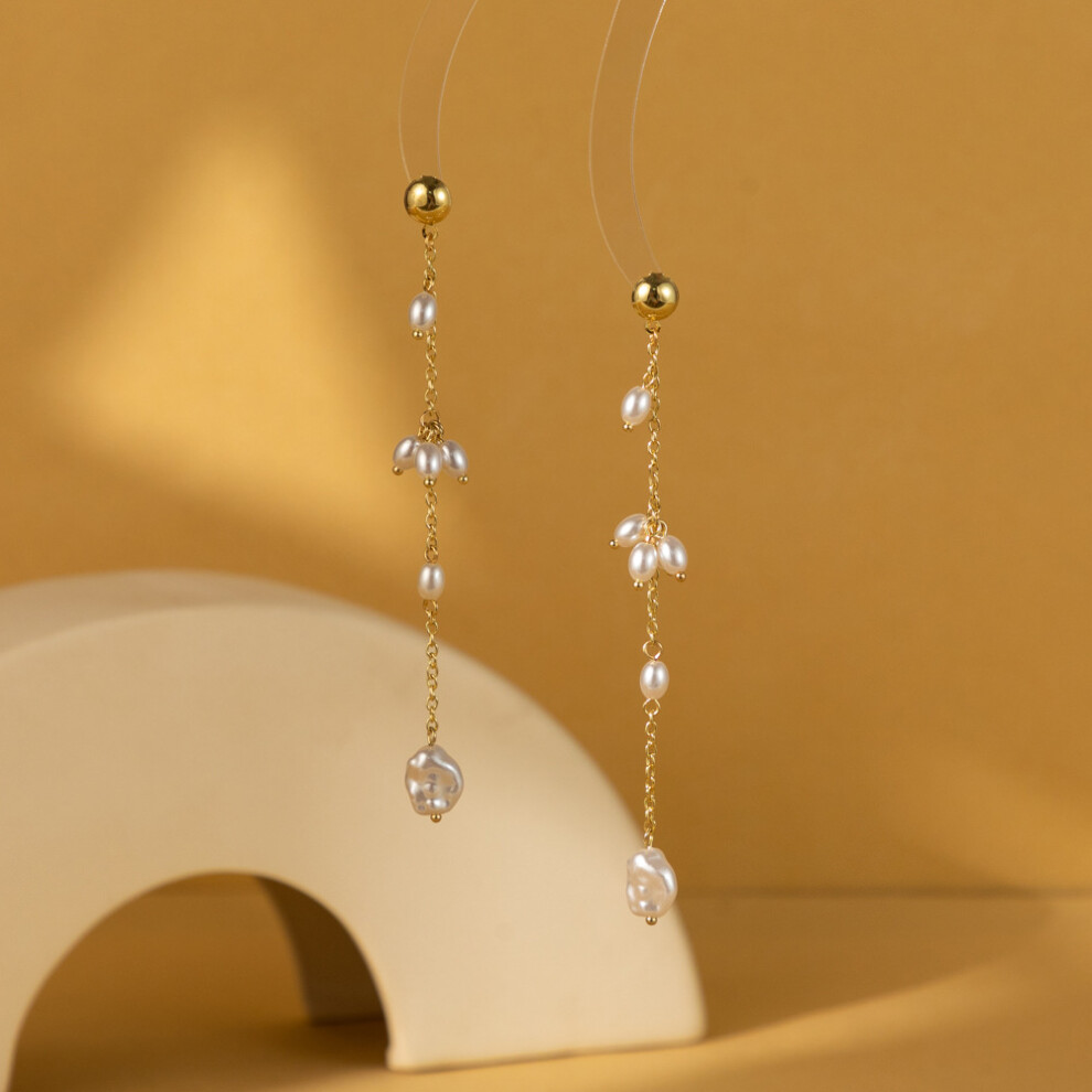 Gold Chic Geometric Faux Pearl Earrings For Women Trendy And Versatile Design - Image 5