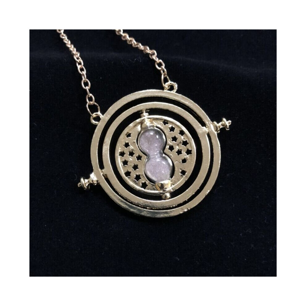 (Gold) Harry Potter Time Turner Necklace 1PC Hermione Granger Rotating Spins Hourglass