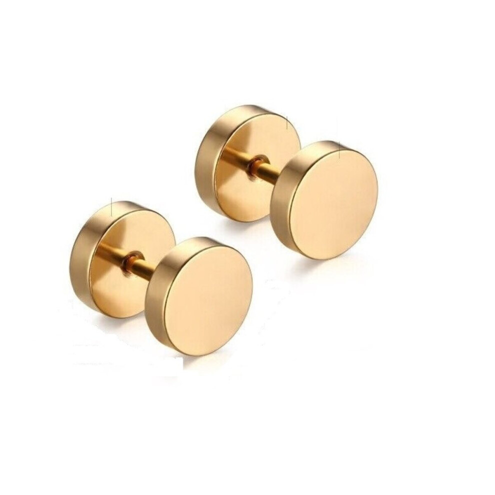 (Gold) New Men Women Kids Screw Stud Earrings - Image 2