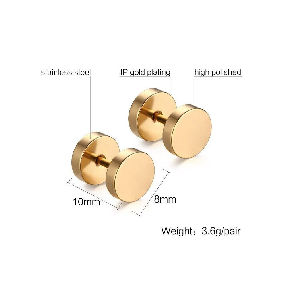 (Gold) New Men Women Kids Screw Stud Earrings - Image 3