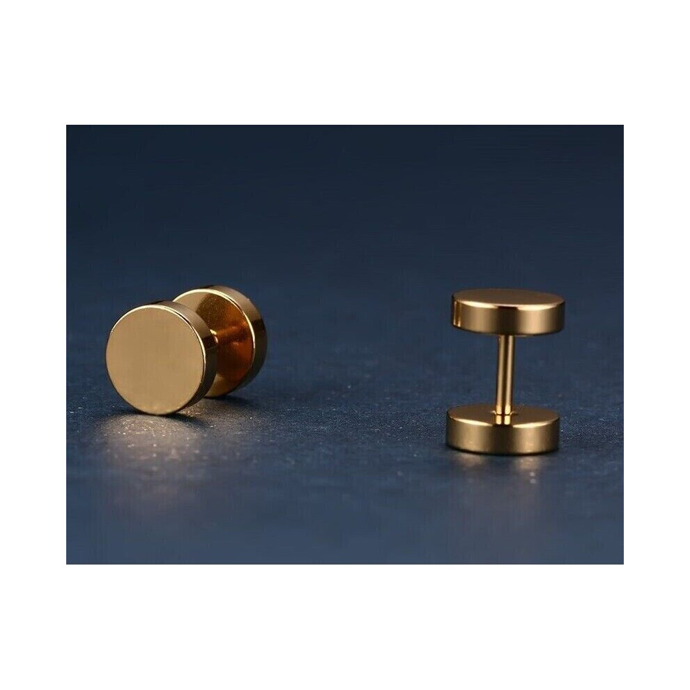 (Gold) New Men Women Kids Screw Stud Earrings - Image 4
