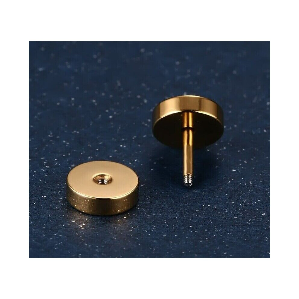 (Gold) New Men Women Kids Screw Stud Earrings - Image 5