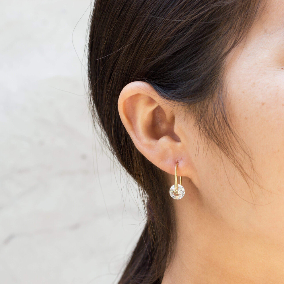 Gold Plated Atlas Earrings Created with Swarovski Crystals - Image 3