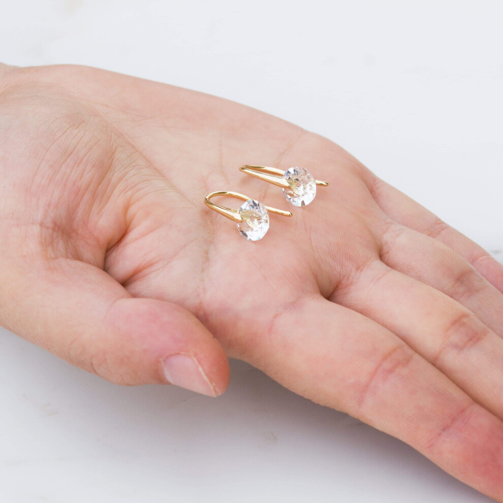 Gold Plated Atlas Earrings Created with Swarovski Crystals - Image 5