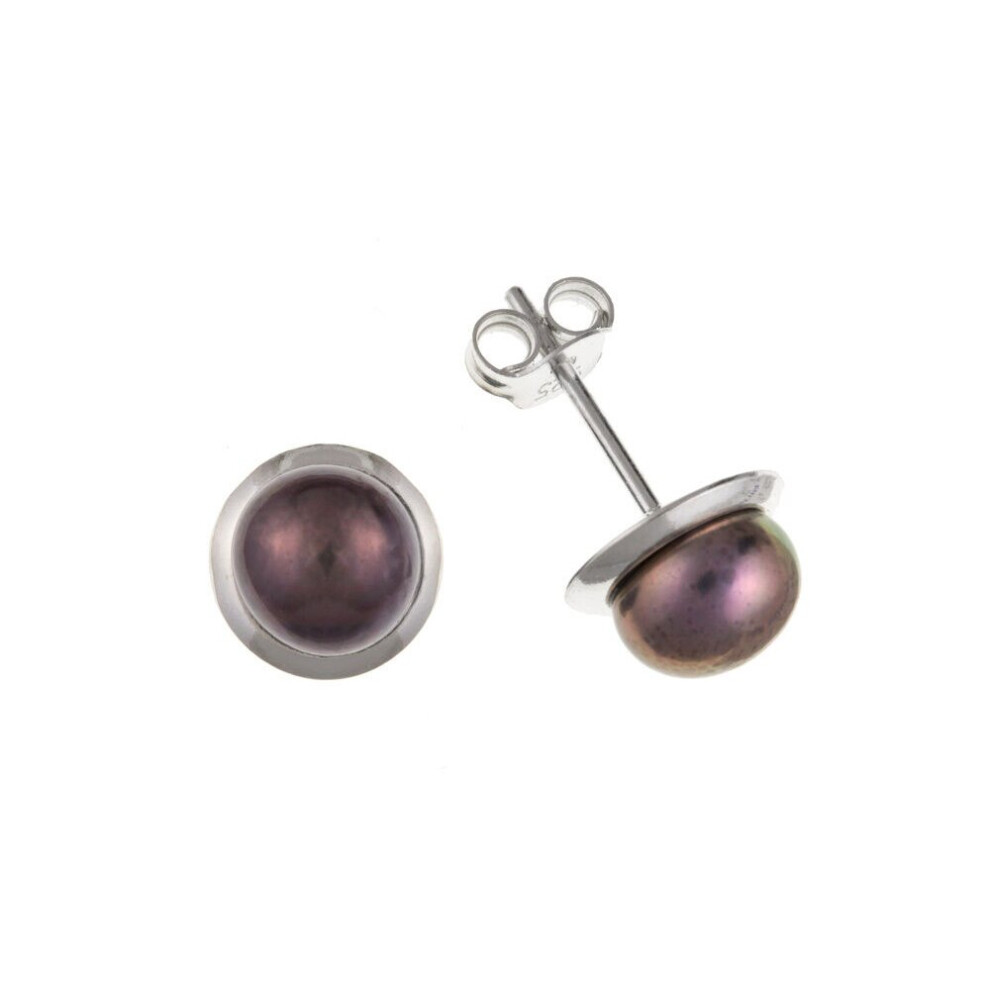 Grey Pearl Earrings Stud Sterling Silver Studs - Image 2