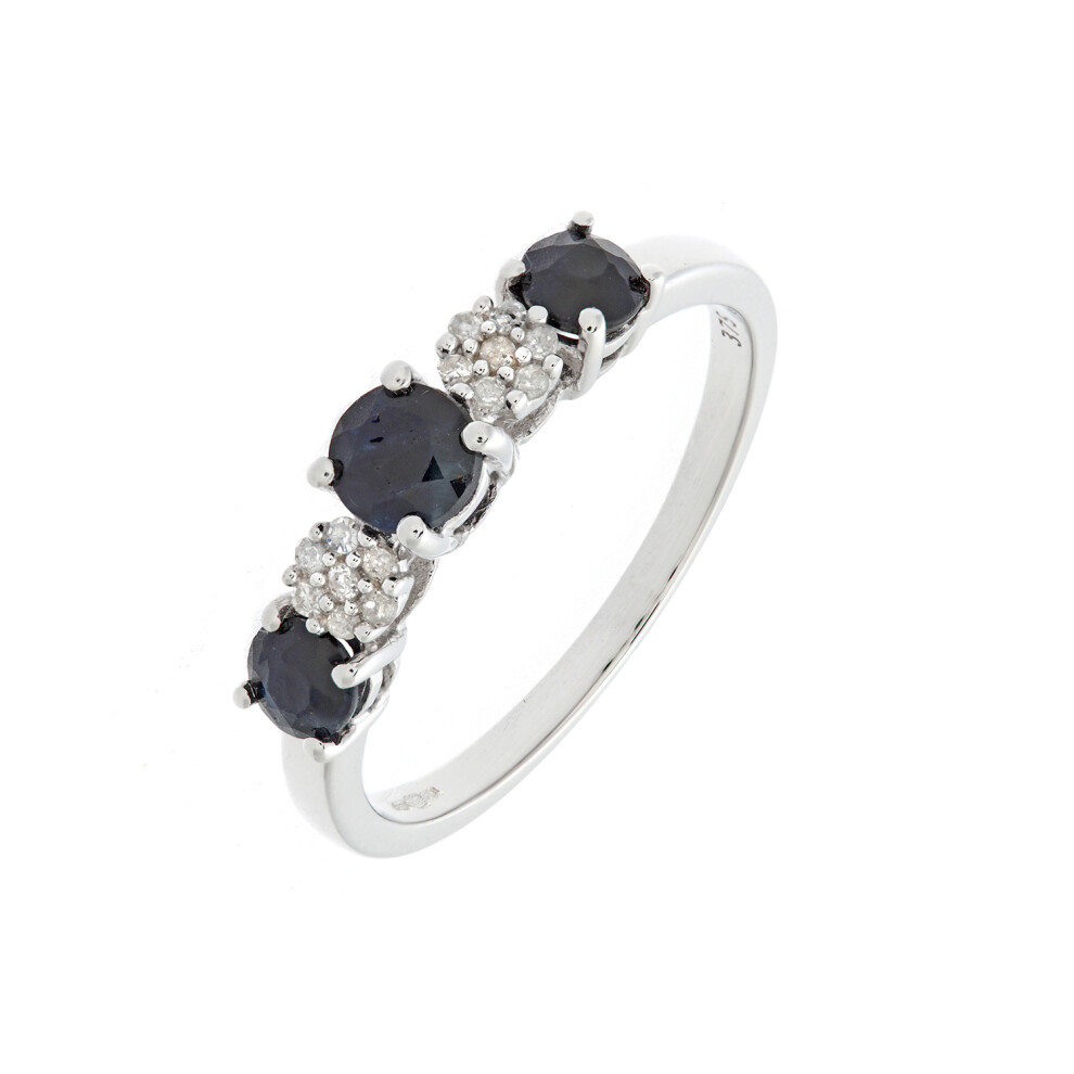 (H) Jewelco London 9ct White Gold Ladies Diamond and Sapphire Ring - Image 2