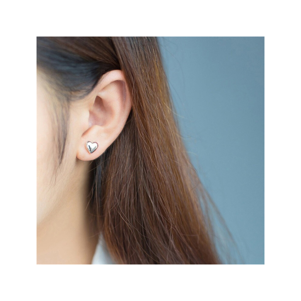 Heart Shaped Stud Earrings, Mini Stainless Steel Heart Stud - Image 2