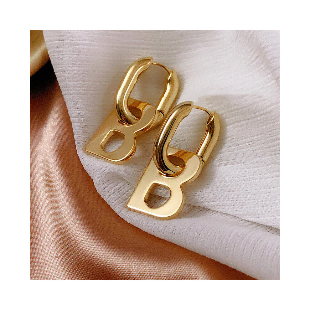 High Letter B Drop Earrings for Women Men Minimalist Silver Statement Earrings Jewelry - Image 2