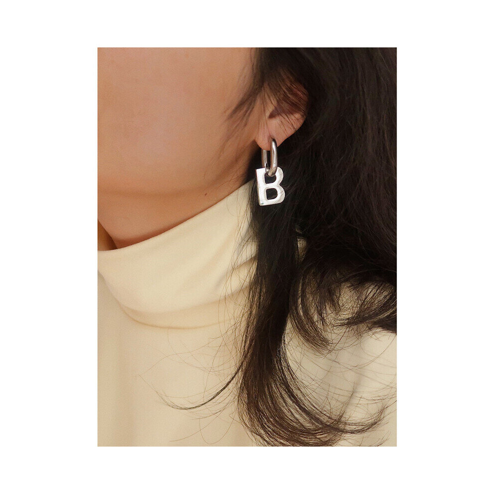 High Letter B Drop Earrings for Women Men Minimalist Silver Statement Earrings Jewelry - Image 4