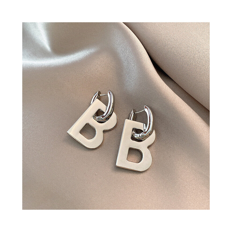 High Letter B Drop Earrings for Women Men Minimalist Silver Statement Earrings Jewelry - Image 6