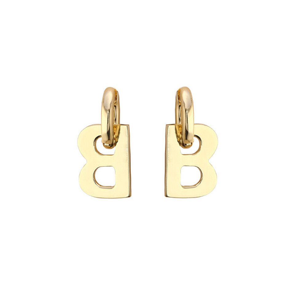 High Letter B Drop Earrings for Women Men Minimalist Silver Statement Earrings Jewelry - Image 7