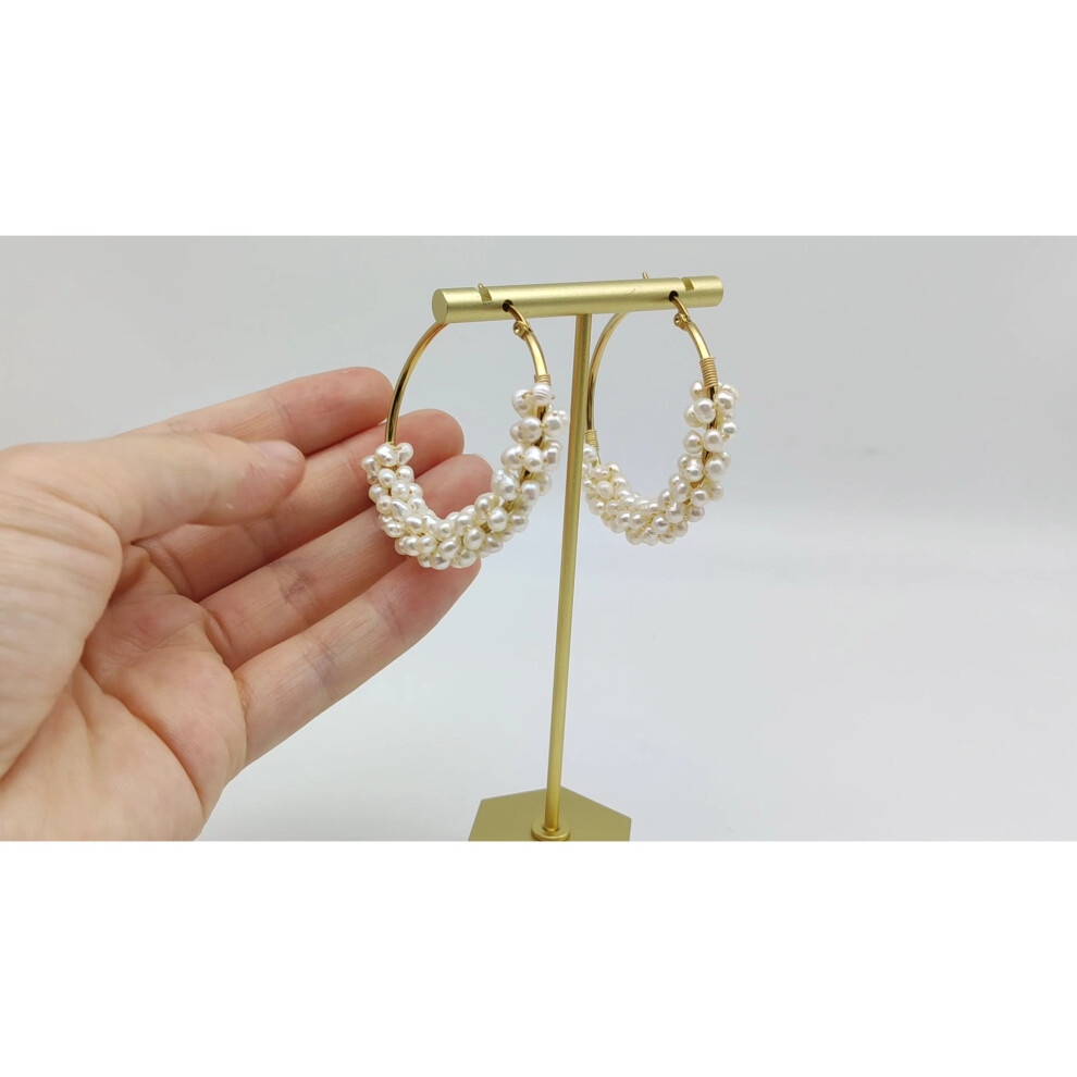 Hot 3.5-4mm Potato Pearl Earrings Freshwater Pearl - Image 2