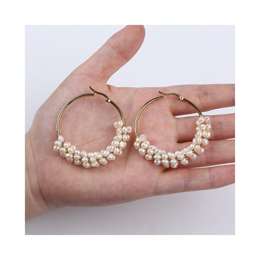 Hot 3.5-4mm Potato Pearl Earrings Freshwater Pearl - Image 4
