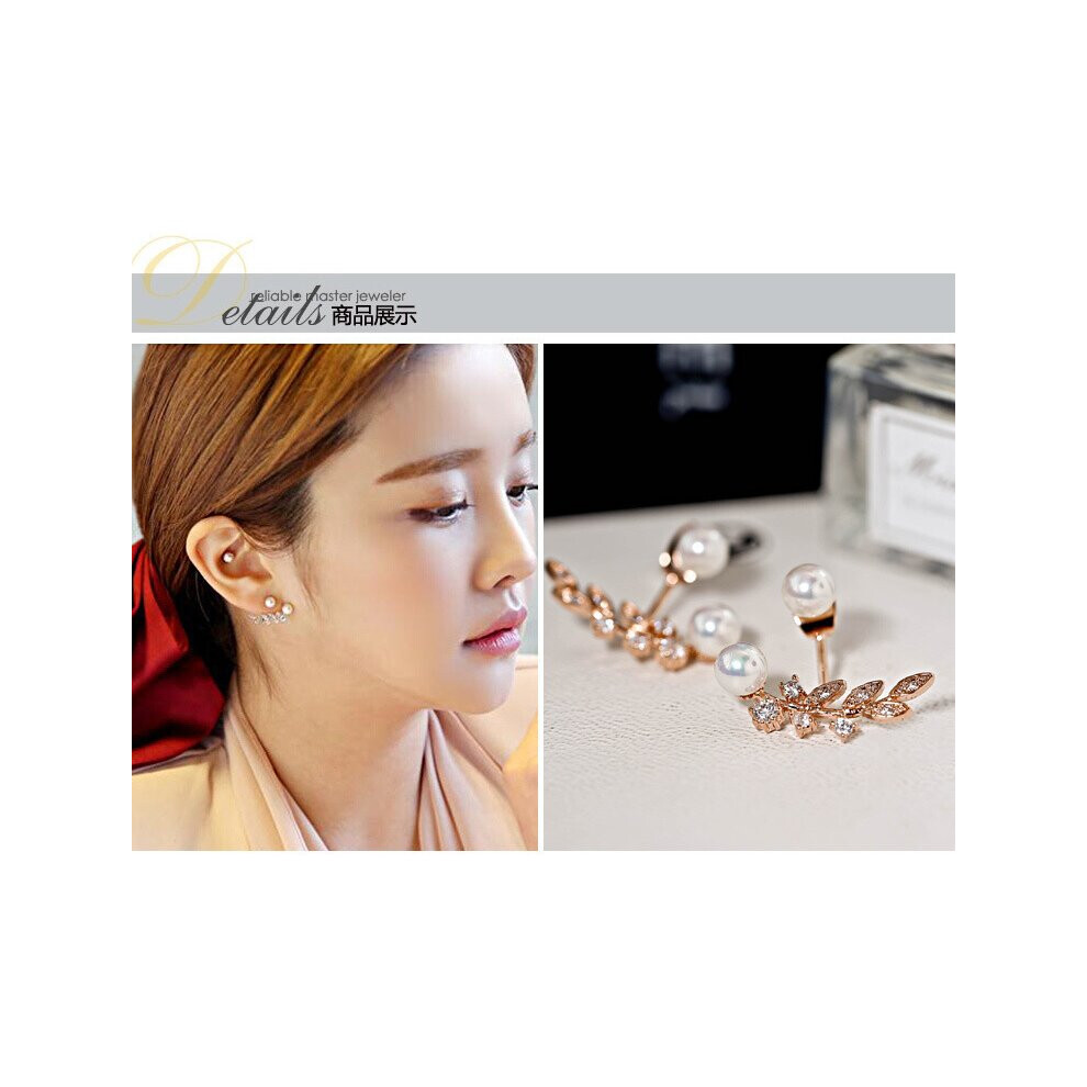 Hot 925 Sterling Silver Leaf Pearl Earrings for Women Girls Gift Statement Jewelry Earrings - Image 2