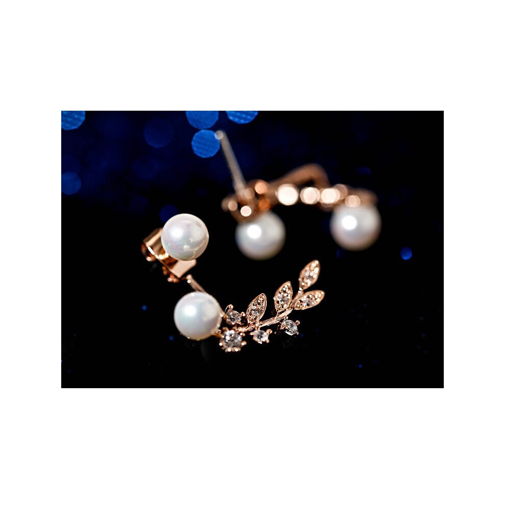Hot 925 Sterling Silver Leaf Pearl Earrings for Women Girls Gift Statement Jewelry Earrings - Image 3