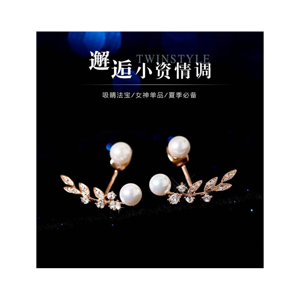 Hot 925 Sterling Silver Leaf Pearl Earrings for Women Girls Gift Statement Jewelry Earrings - Image 6