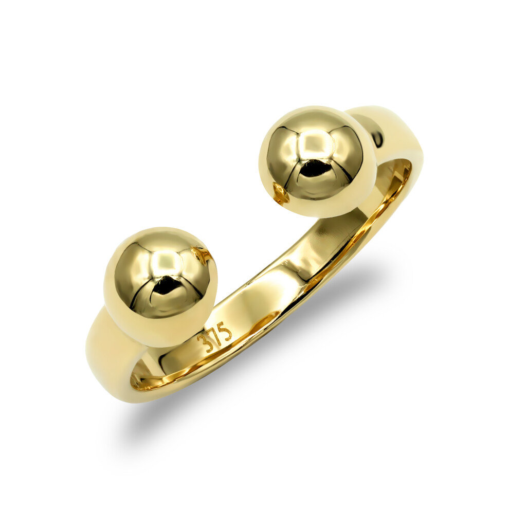 (I) Jewelco London Ladies Solid 9ct Yellow Gold Bead Torque Ring