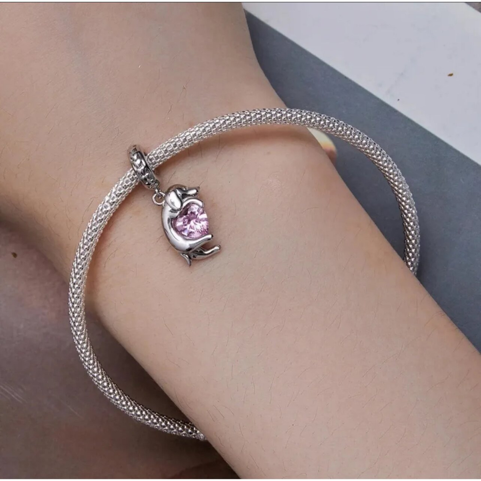 I Love My Puppy Dog Dangle Charm Animal Pet With Cubic Zirconia Genuine 925 Sterling Silver Compatible With Pandora Bracelets - Image 2
