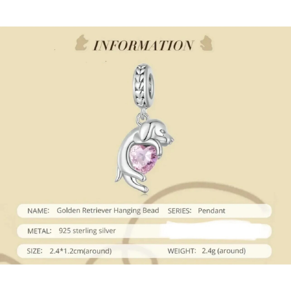I Love My Puppy Dog Dangle Charm Animal Pet With Cubic Zirconia Genuine 925 Sterling Silver Compatible With Pandora Bracelets - Image 6