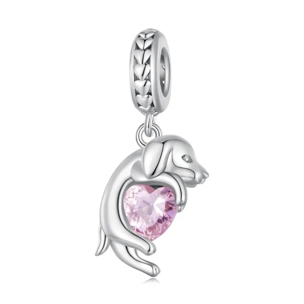 I Love My Puppy Dog Dangle Charm Animal Pet With Cubic Zirconia Genuine 925 Sterling Silver Compatible With Pandora Bracelets