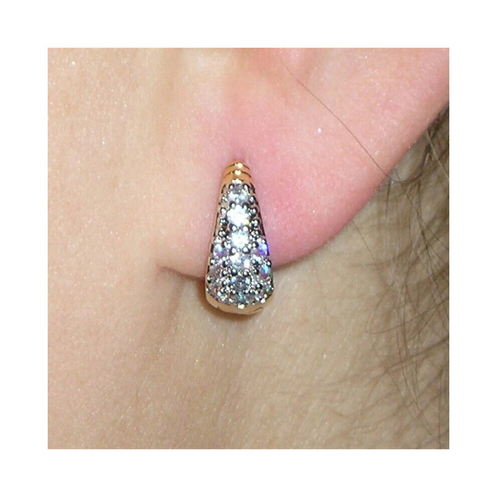 Inlaid Crystal Cubic Zirconia Ladies Earrings Cartilage Dainty Huggie Hoops Silver Ear Rings for Women - Image 4