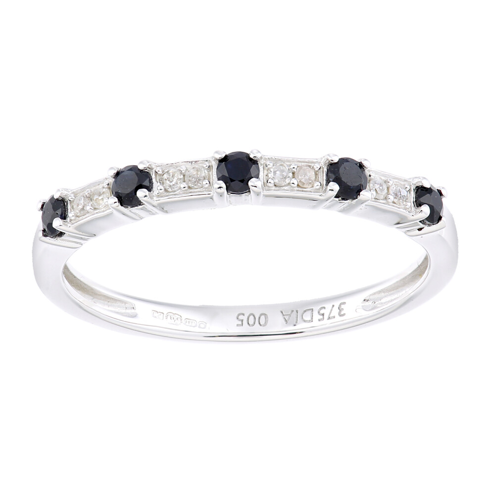 (J) Jewelco London 9ct White Gold Women Round Sapphire Eternity Ring