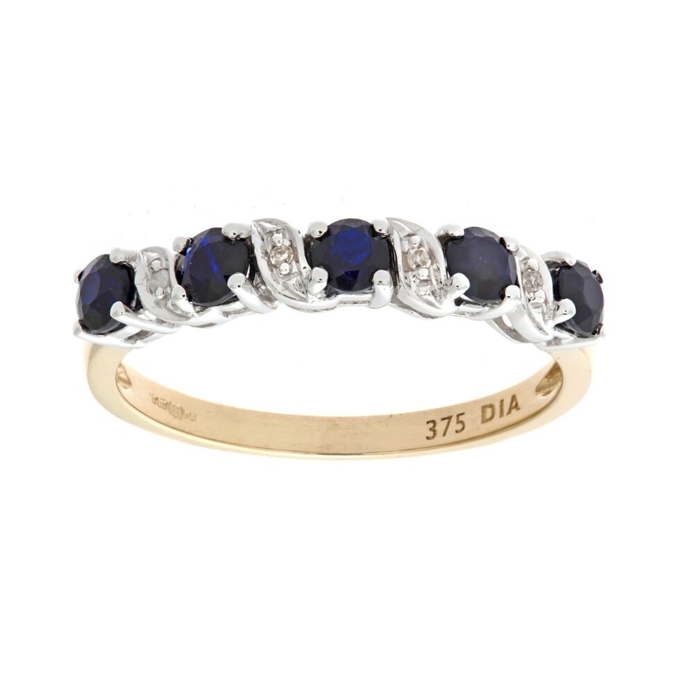 (J) Jewelco London 9ct Yellow Gold Sapphire And Diamond Eternity Ring