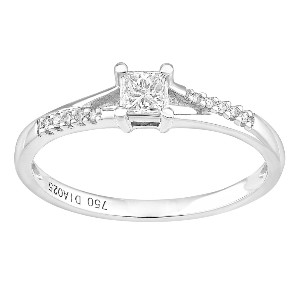 (J) Jewelco London Women 18ct (750) White Diamond Engagement Ring