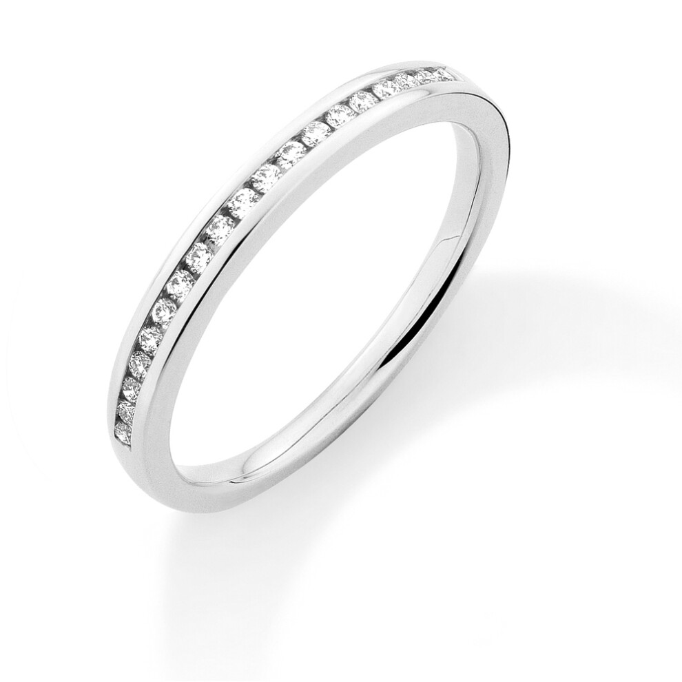 Jewelco London 18ct White Gold Diamond 0.15ct Eternity Wedding Band Ring - 2.4mm - RBNR02705