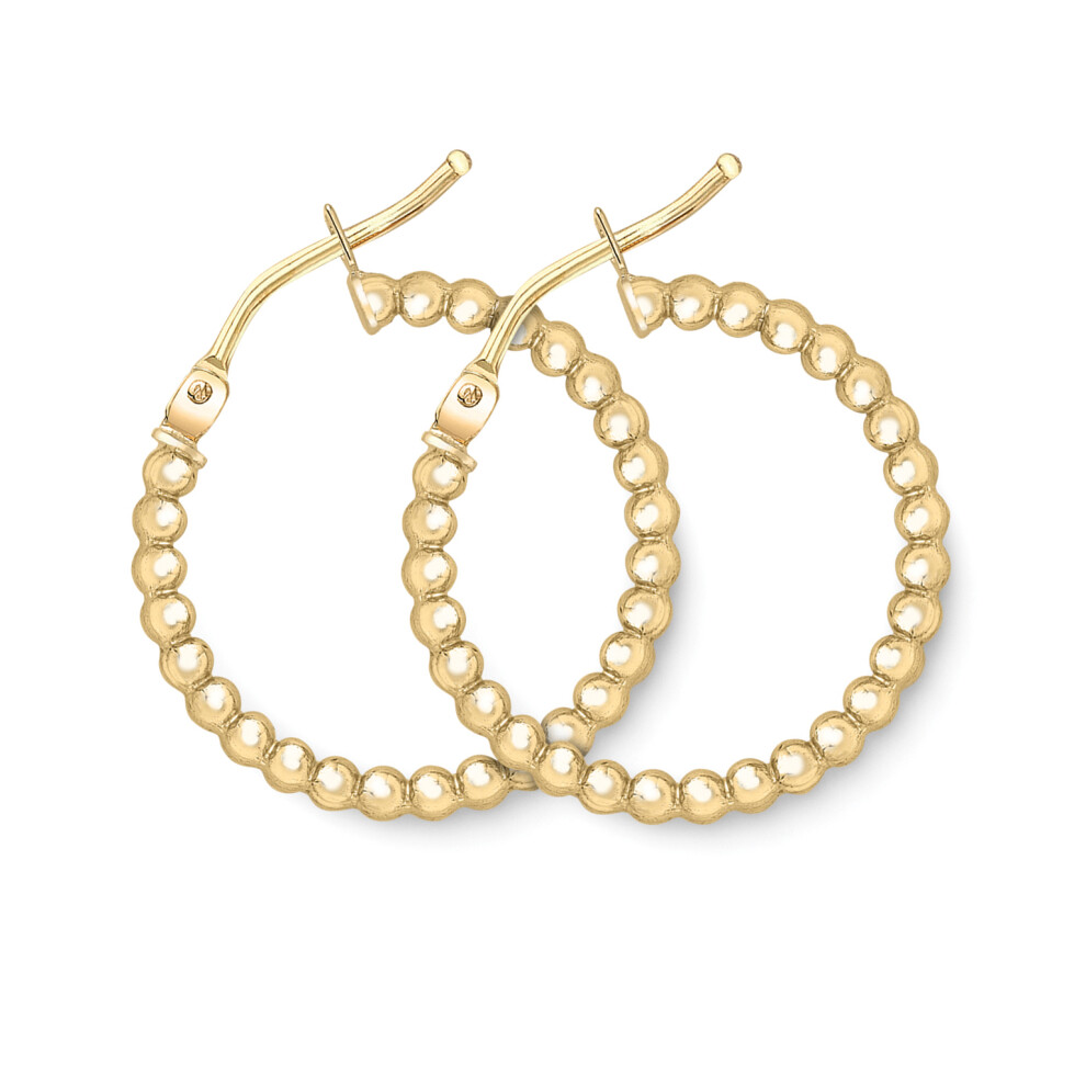 Jewelco London 9ct Gold Beaded Hoop Earrings - ERNR02962