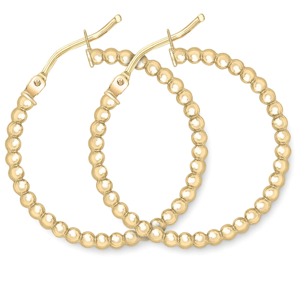 Jewelco London 9ct Gold Beaded Hoop Earrings - ERNR02963